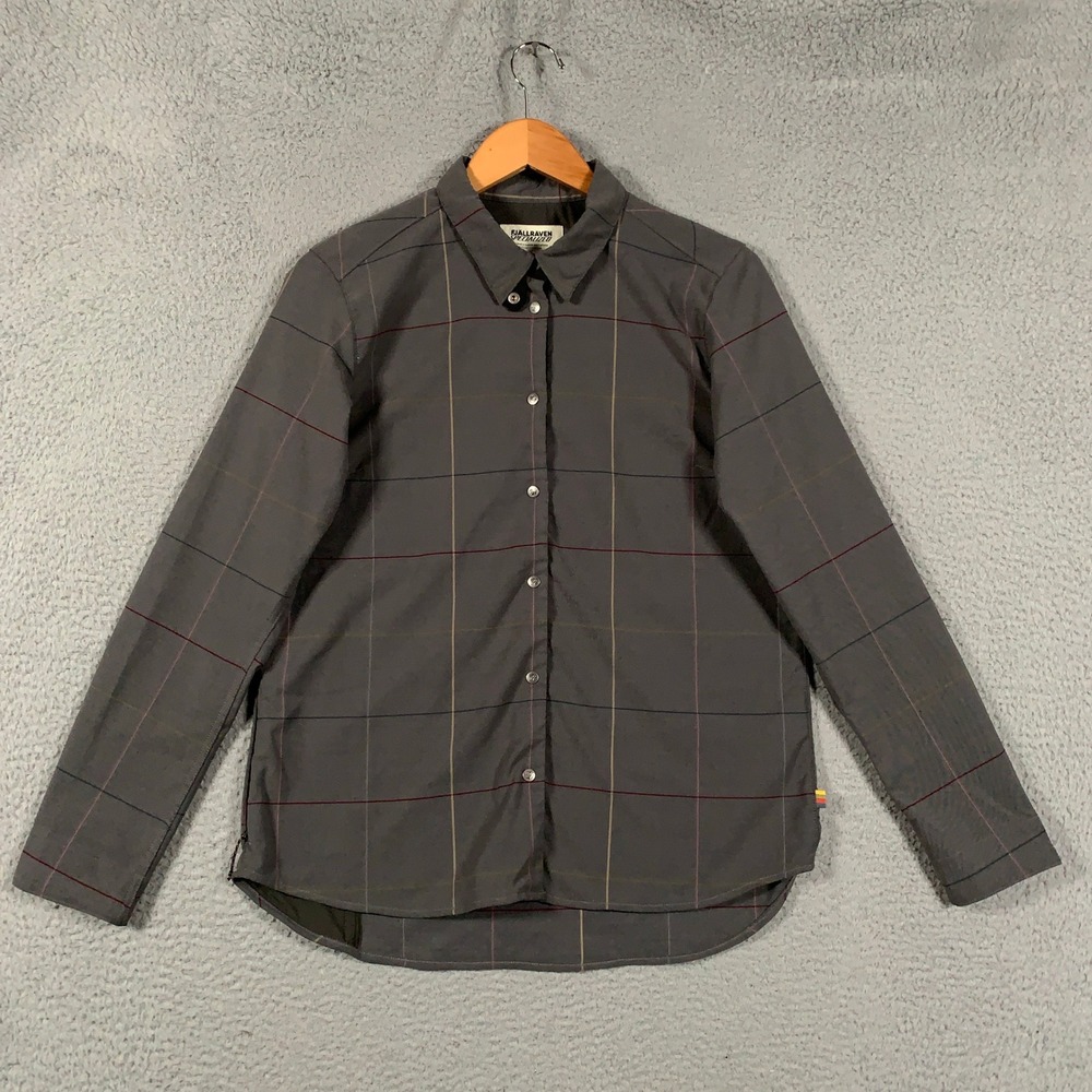 Fjallraven Specialized Rider's Flannel Shirt Womens Medium M Grey Plaid Cycling